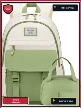 3-Piece 15.6 Inch Waterproof Laptop Backpack Set with Lunch Bag and Pencil Case